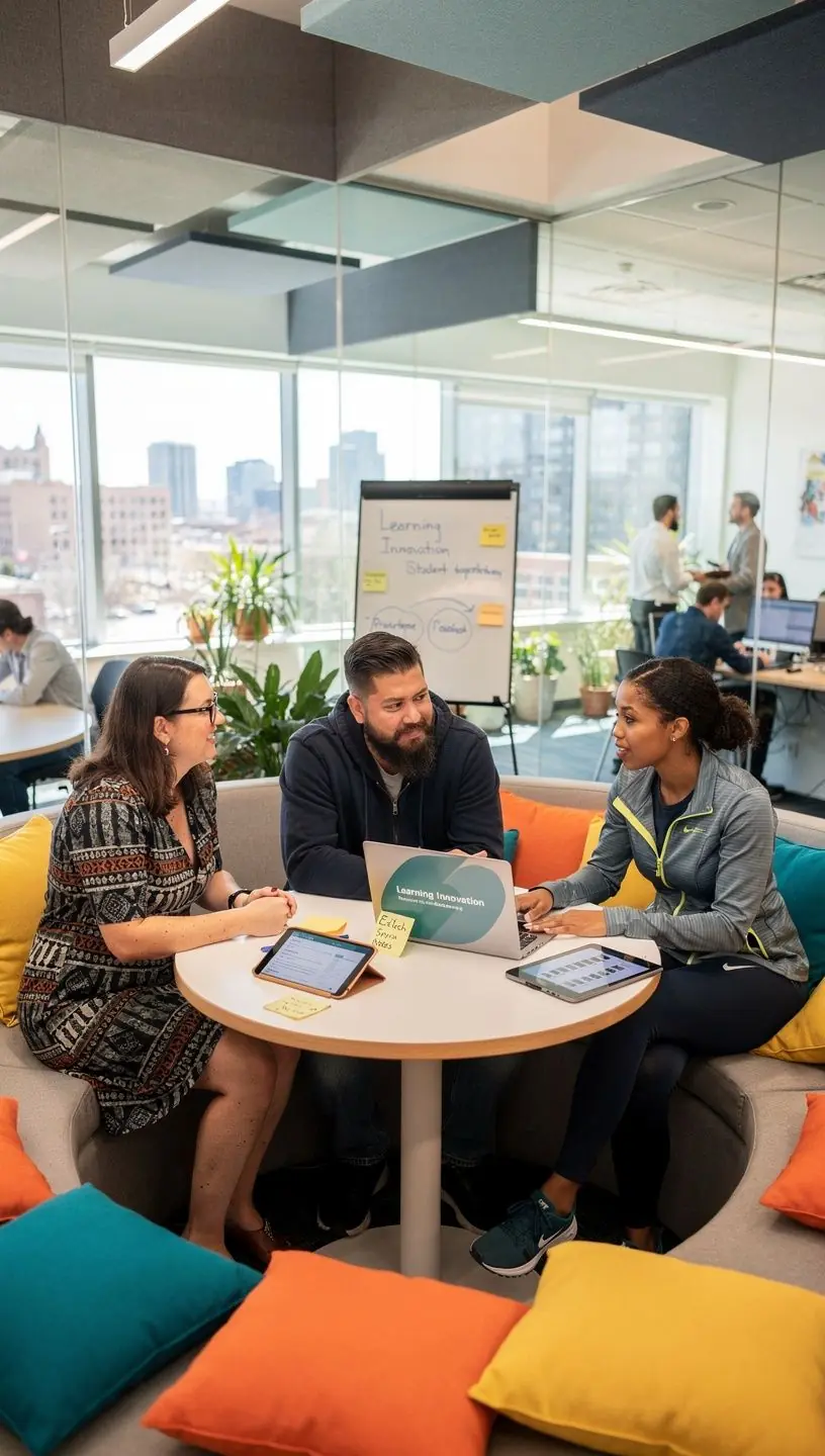 Stylowe biuro z ergonomicznie zaprojektowanym miejscem pracy, które sprzyja produktywności.